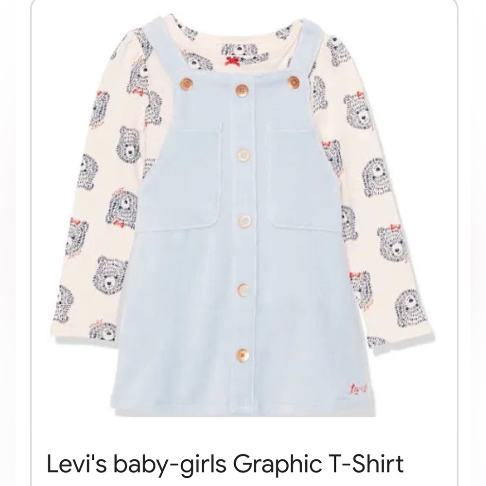 🌸 4 for $15 NWT Levi’s 6 Mos Baby Girl Graphc T-Shirt & Skirtall